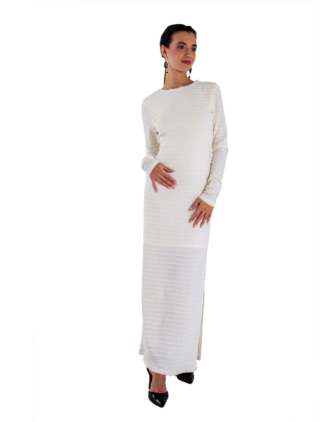 White knit long dress