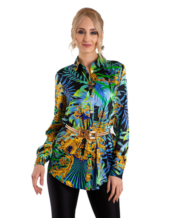 Camicia seta damasco lunga gialla