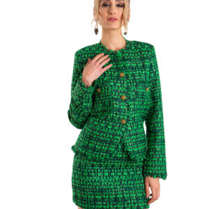 Green jacket and skirt suit