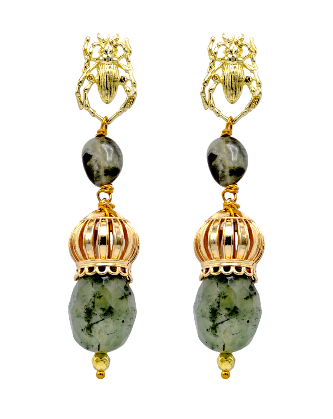 Handcrafted faceted jade earrings