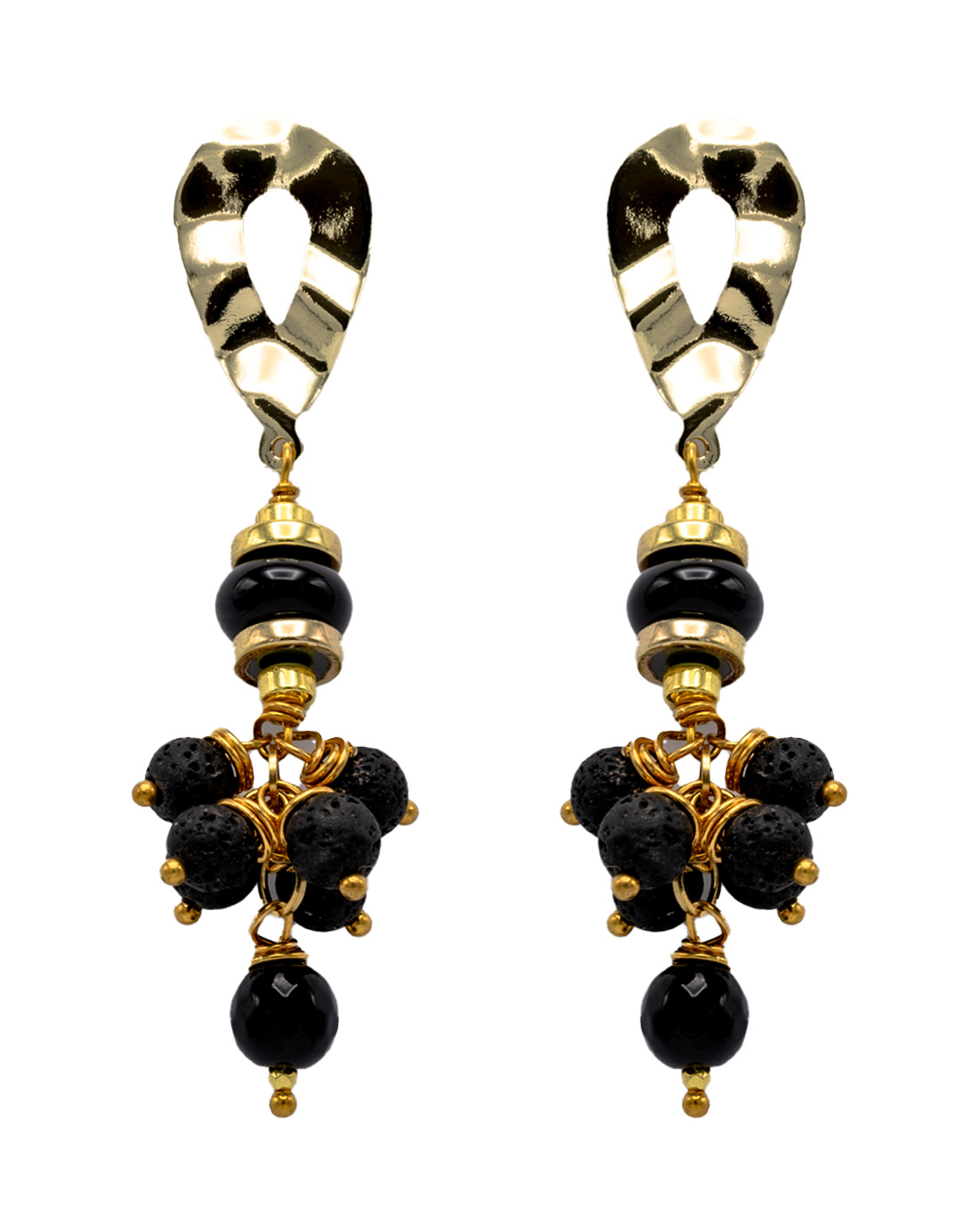 Handcrafted black jade earrings