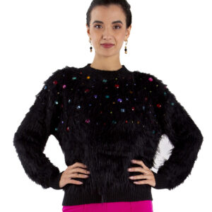 Maglia cropped con applicazione pietre