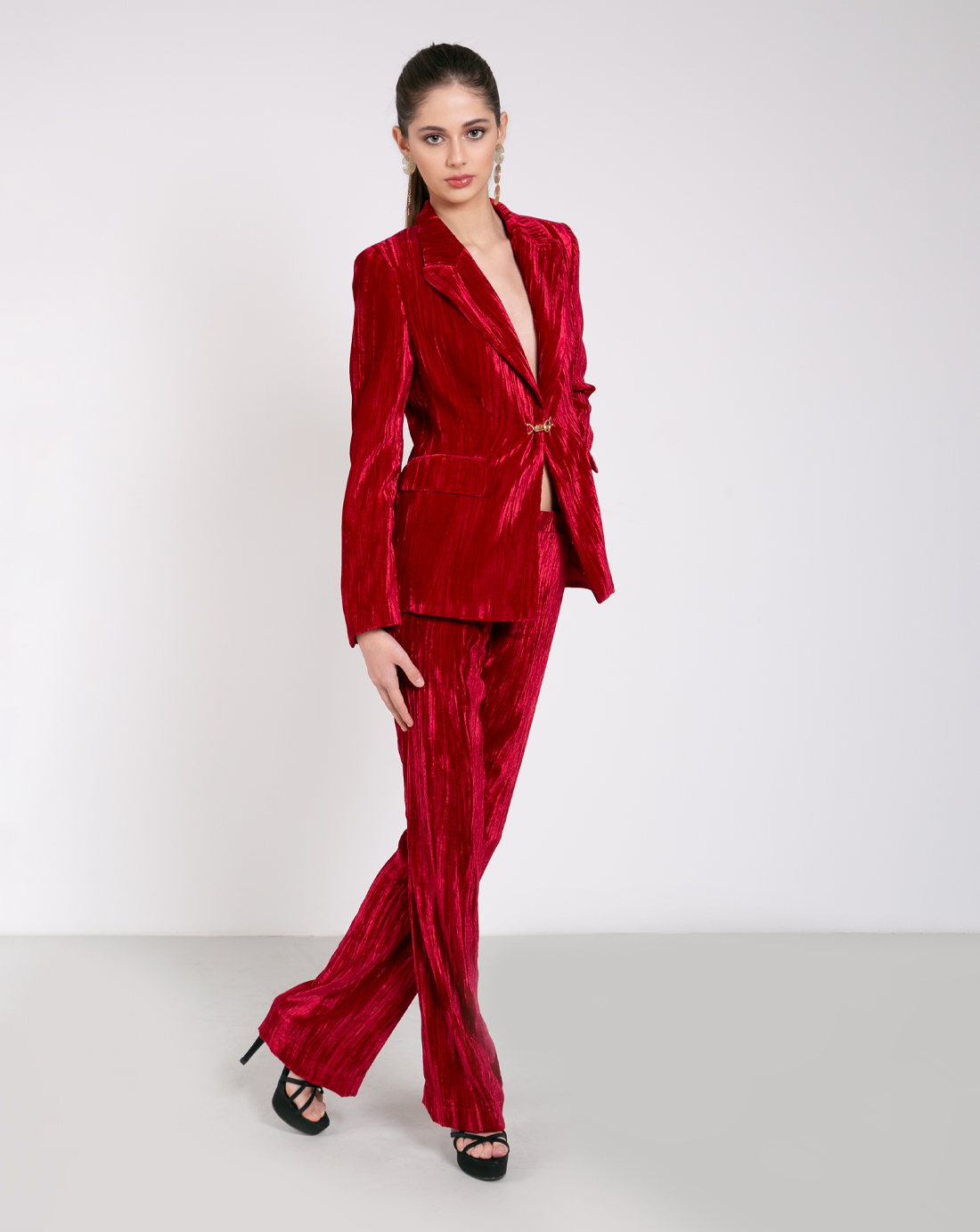 Tailleur in velluto color rosso