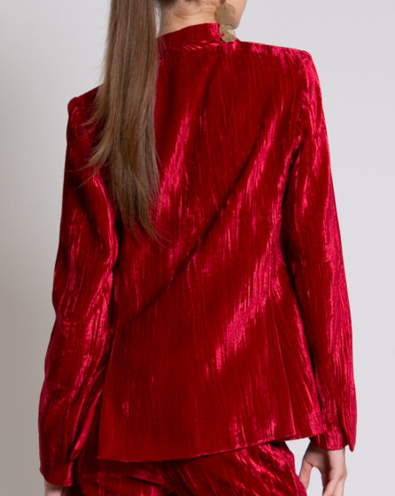 Tailleur in velluto color rosso - immagine 4