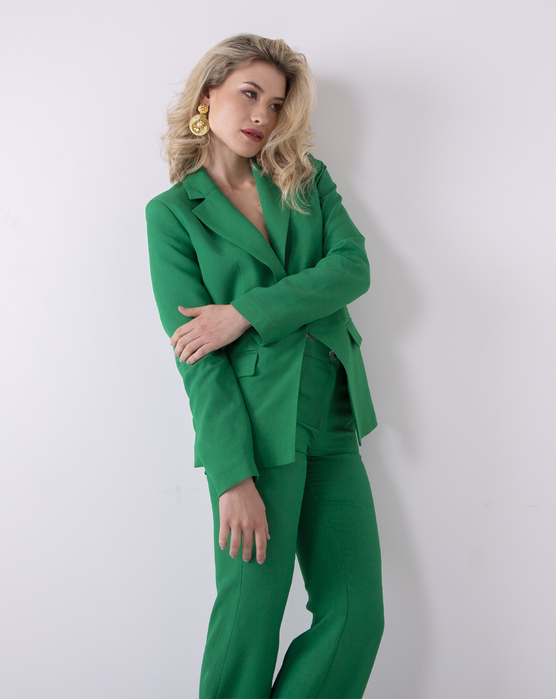 Green viscose crepe blazer