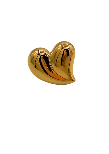 Anello Regolabile Cuore Bombato in Oro Lucido Liscio