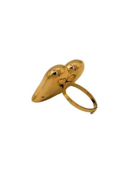 Anello Regolabile Cuore Bombato in Oro Lucido Liscio - immagine 2