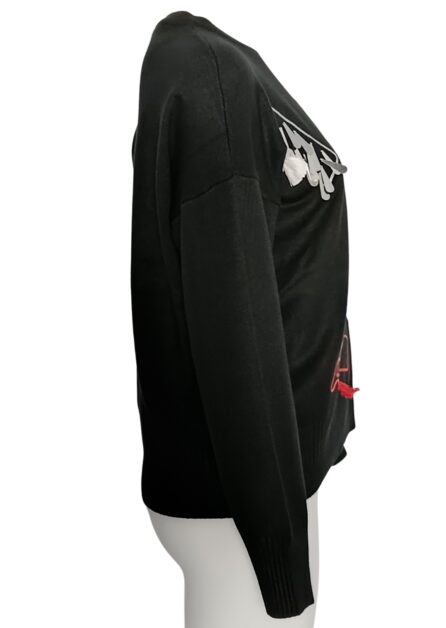 Maglione Nero con Pagliette e Nappine Multicolor - immagine 6