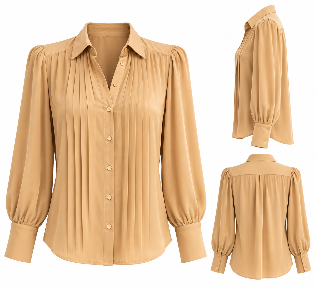 Camicia Beige Plissé A’BIDDIKKIA - immagine 2