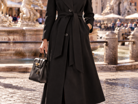 Cappotto Donna Nero con Cintura – A'BIDDIKKIA