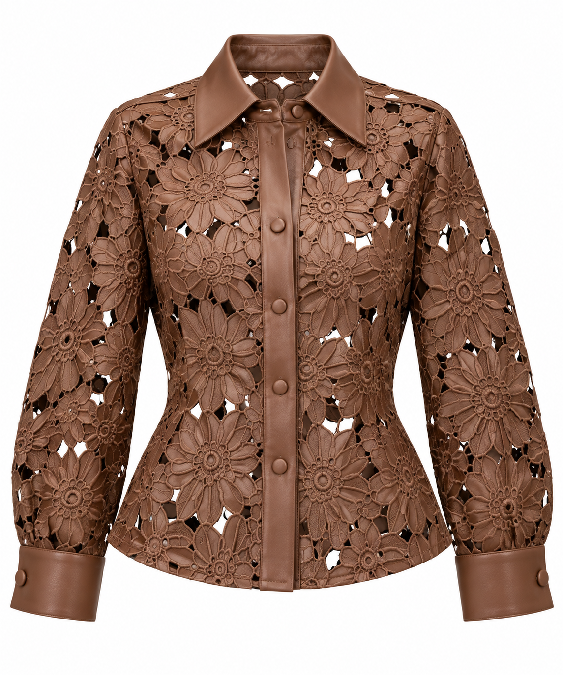 Camicia A'BIDDIKKIA in Pizzo Floreale Traforato – marrone - immagine 2