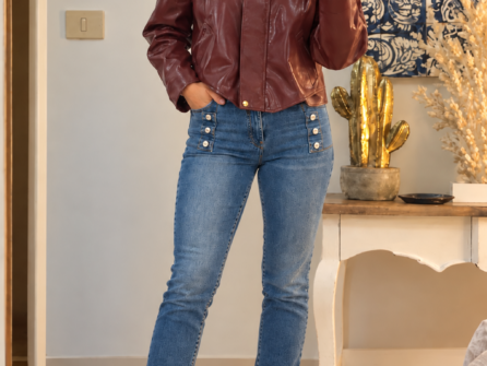 Giubbino in Pelle Vegana Bordeaux – A’BIDDIKKIA