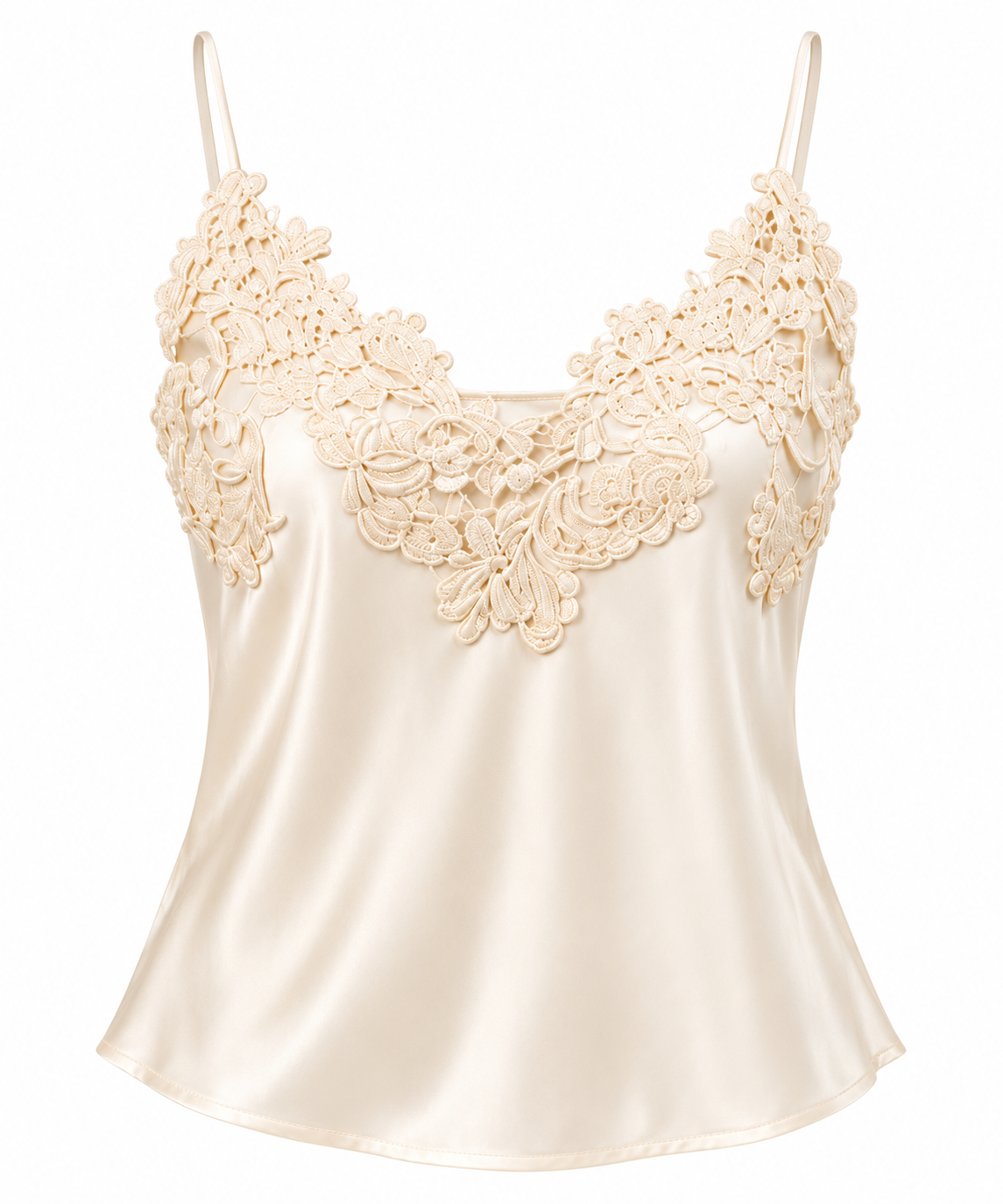 Top A’BIDDIKKIA Satin Avorio con Pizzo Floreale - immagine 2