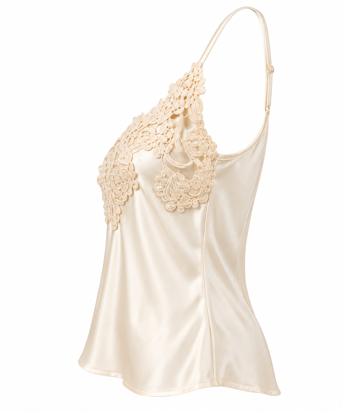 Top A’BIDDIKKIA Satin Avorio con Pizzo Floreale - immagine 3